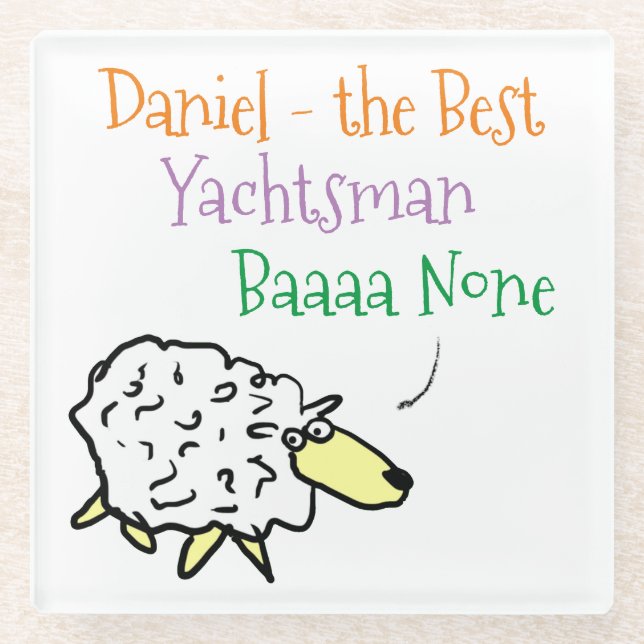 Sheep Design for a Yachtsman Glass Coaster (Front)
