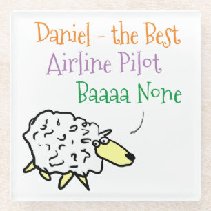 Sheep Design for an Airline Pilot Glass Coaster