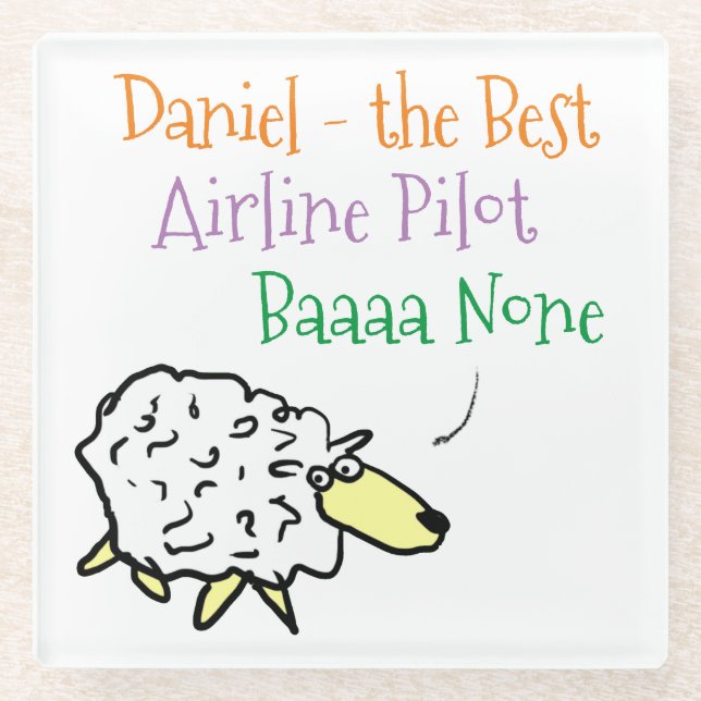 Sheep Design for an Airline Pilot Glass Coaster (Front)