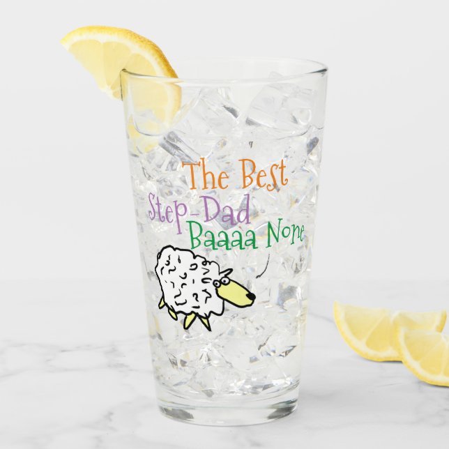 Sheep Design for the Best Step Dad Glass (Front Ice)