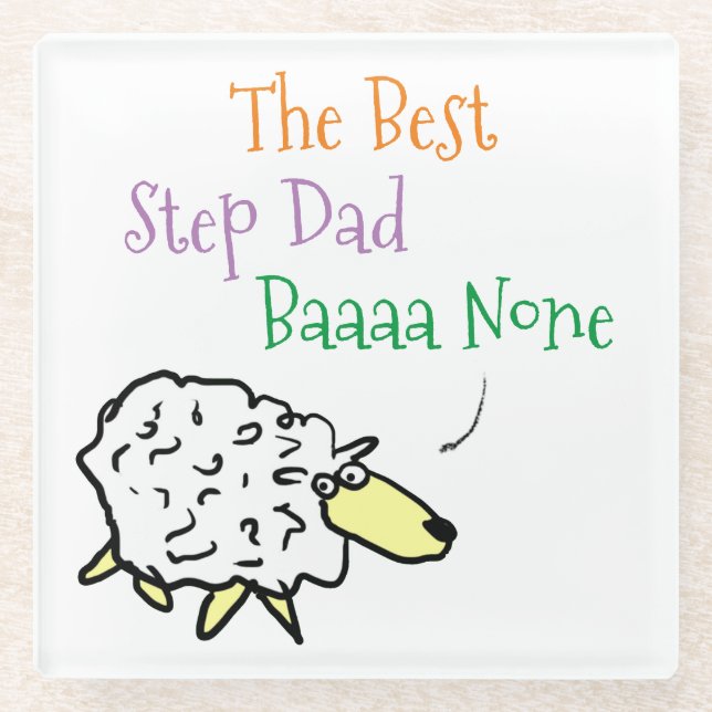 Sheep Design for the Best Step Dad Glass Coaster (Front)