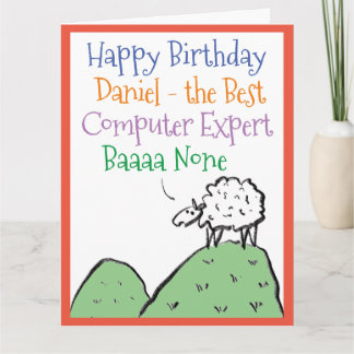 Sheep Design Happy Birthday to a Computer Expert Card
