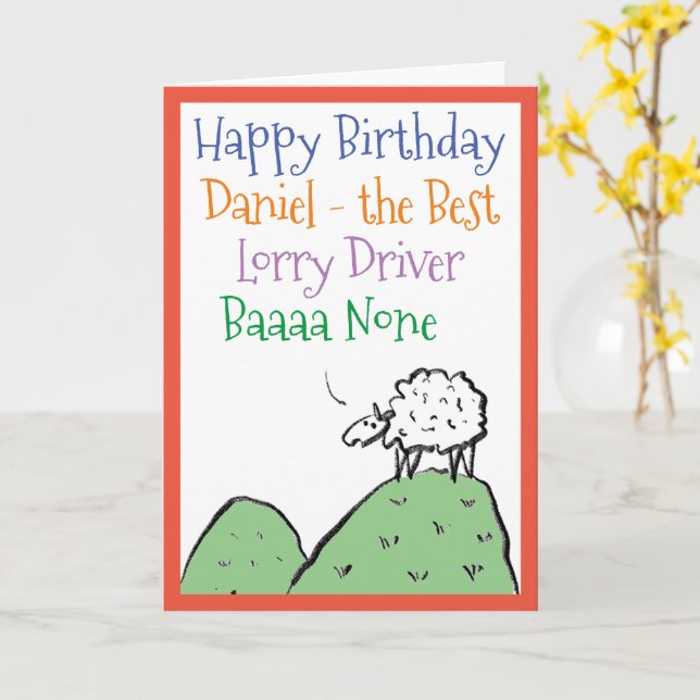 Sheep Design Happy Birthday to a Lorry Driver Card (Yellow Flower)