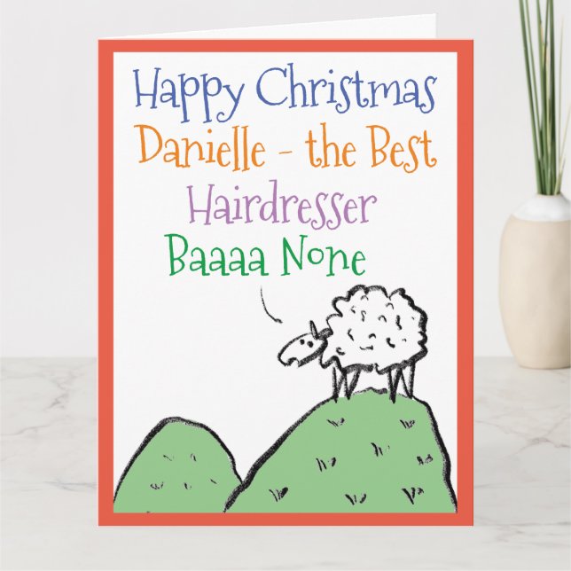 Sheep Design Happy Christmas to a Hairdresser Card (Front)
