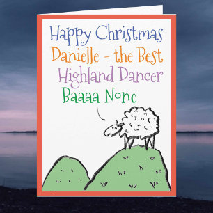 Sheep Design Happy Christmas to a Highland Dancer Card