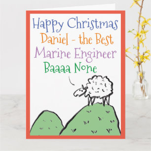 Sheep Design Happy Christmas to a Marine Engineer Card