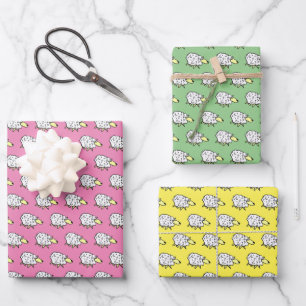 Sheep Design Illustration All Over Pattern Wrapping Paper Sheet