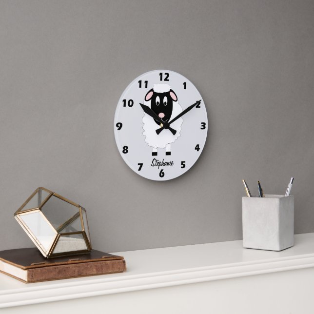 Sheep Design Personalised Round Clock (Office)