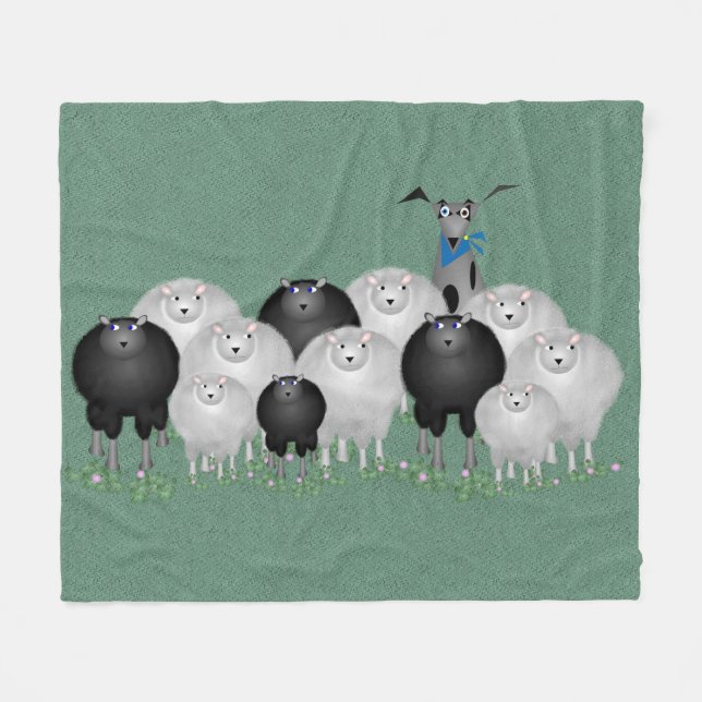 Sheep Dog Fleece Blanket (Front (Horizontal))
