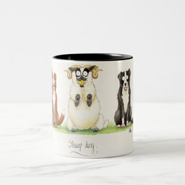 'Sheep Dog' Mug. Two-Tone Coffee Mug (Center)