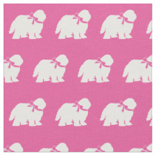 Sheep Dog Silhouette Pet Pink Fabric
