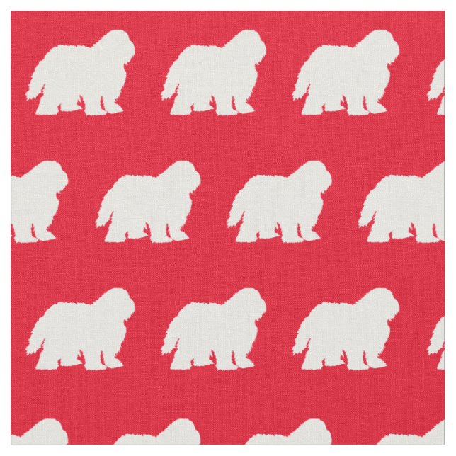 Sheep Dog Silhouette Pet Red Fabric (Close Up)