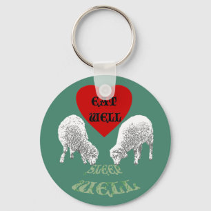 Sheep "Eat Well to Sleep Well" Key Ring