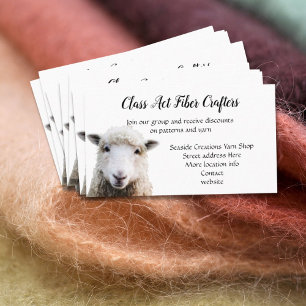 Sheep Face Custom Yarn Fibre Craft Shop Business Card