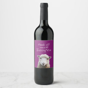 Sheep Face Knitting Wine Saying Custom Label