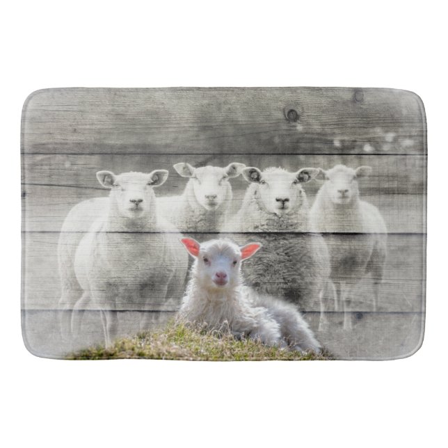 Sheep Flock Baby Lamb Bath Mat (Front)