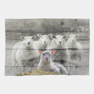 Sheep Flock Baby Lamb Tea Towel