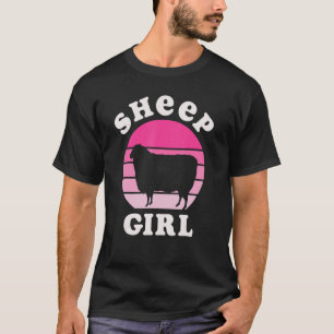 Sheep  Girl Sheep Girl I Like Sheep Pink Vintage S T-Shirt