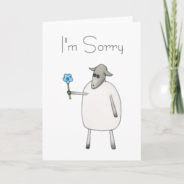 Sheep Giving a Flower, Sorry. Card (Front)