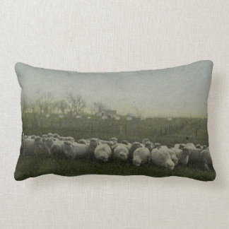 sheep grazing photo 1918 lumbar cushion