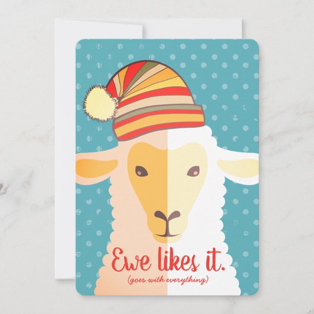 Sheep hat knitting crochet crafts Christmas card (Front)