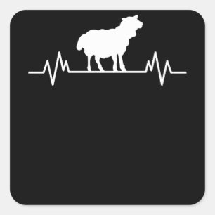Sheep Heartbeat Design Sheeps Lamb Fun Farmer Gift Square Sticker