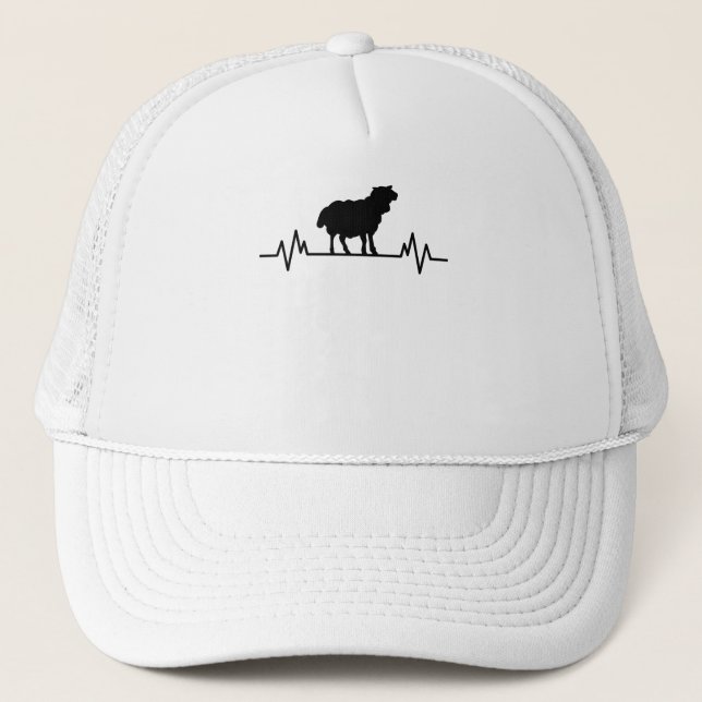 Sheep Heartbeat Design Sheeps Lamb Fun Farmer Gift Trucker Hat (Front)