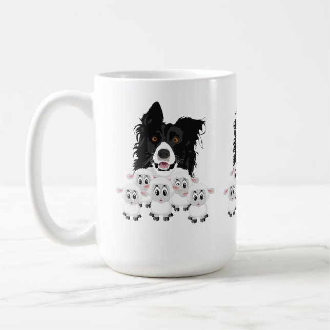 Sheep Herding Dog and Sheep Coffee Mug (Left)