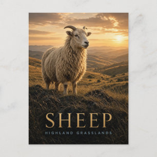 Sheep Highland Grasslands Wildlife ANIMAL Postcard