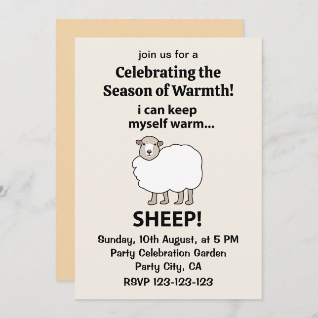 Sheep I Can Keep Myself Warm Sheep Invitation (Front/Back)