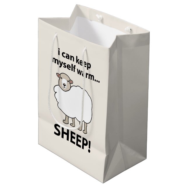 Sheep I Can Keep Myself Warm Sheep Medium Gift Bag (Front Angled)