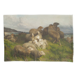 Sheep in a Meadow (by August Friedrich Schenck) Pillowcase