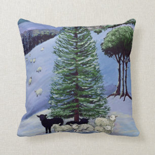 Sheep in a Winter Landscape Cushion
