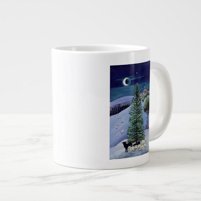 Sheep in a Winter Landscape Large Coffee Mug (Front Right)