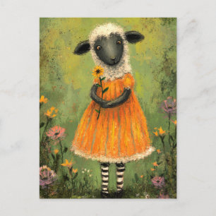 Sheep in an Orange Dress Postcard