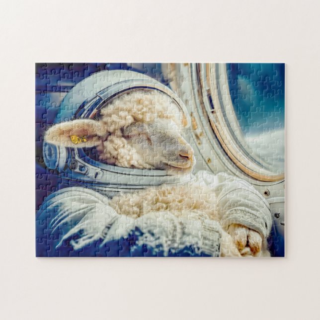 Sheep in astronaut suit floating in space jigsaw puzzle (Horizontal)