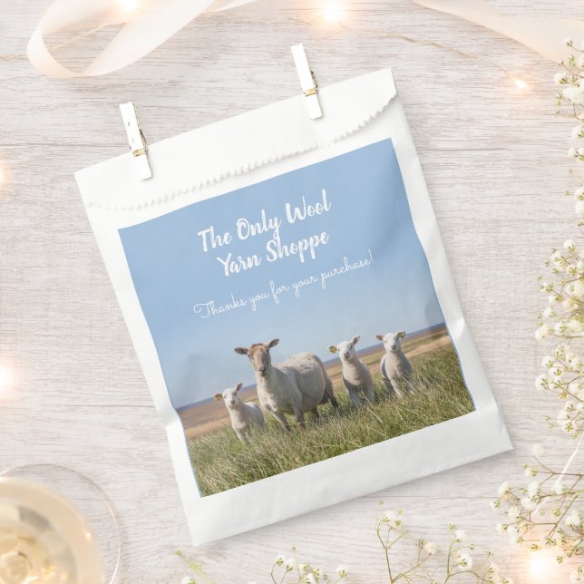 Sheep in Field Customer Thank You Wool Yarn  Favour Bag (Clipped)