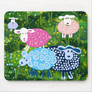 sheep in green pastures mouse pad
