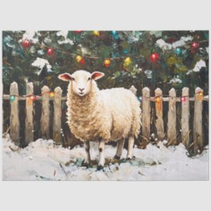 Sheep in Holiday Snow Scene Tissue Paper