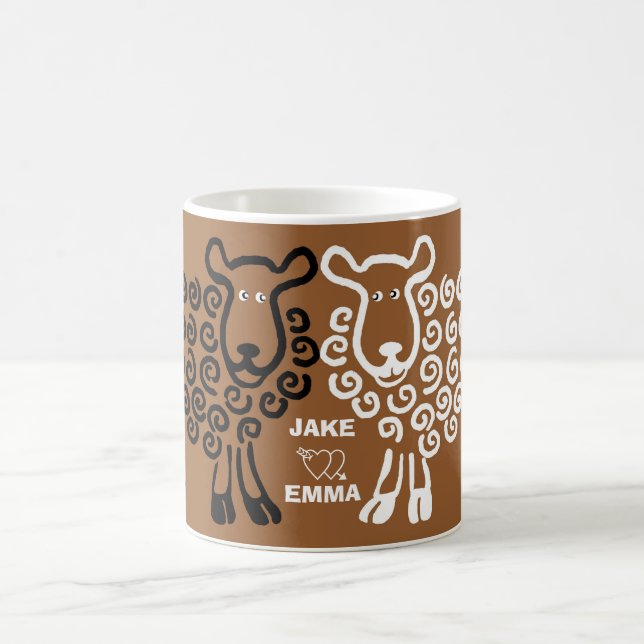 Sheep in love - Jake loves Emma Coffee Mug (Center)