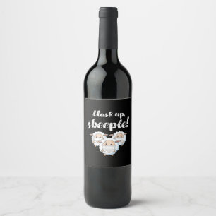 Sheep in mask   Animal Lovers Perfect Gift Wine Label