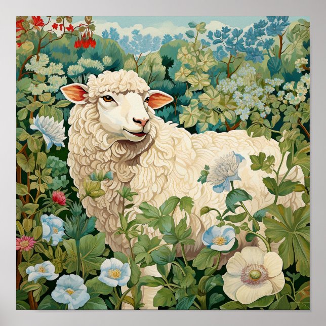 Sheep in Meadow Painting Poster (Front)