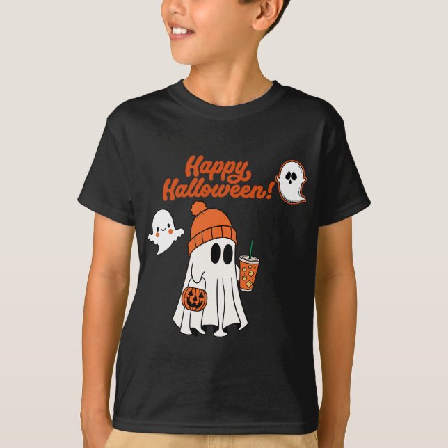 Sheep In Pumpkin Cute Sheep Happy Halloween T-Shirt (Front)
