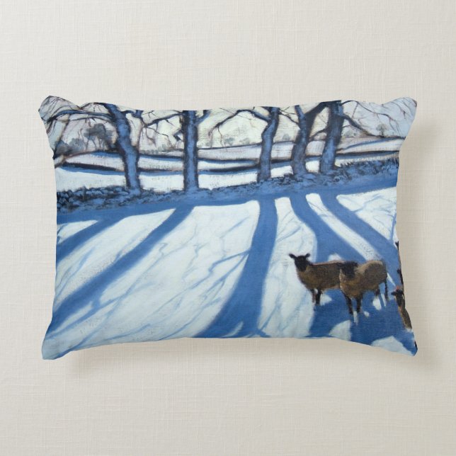 Sheep in snow Derbyshire Decorative Cushion (Front)