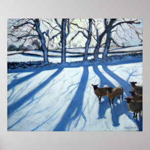 Sheep in snow Derbyshire Poster