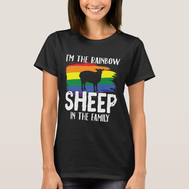 Sheep In The Family Funny LGBT T-Shirt (Front)