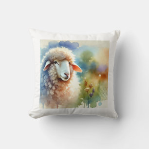 Sheep in the Meadow 090824AREF105 - Watercolor Cushion