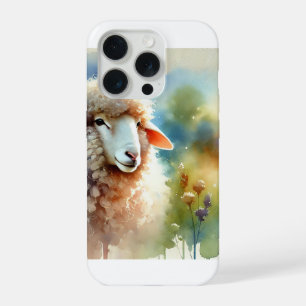Sheep in the Meadow 090824AREF105 - Watercolor iPhone 15 Pro Case