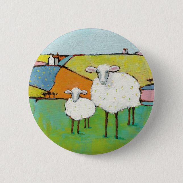 Sheep in the Meadow 6 Cm Round Badge (Front)