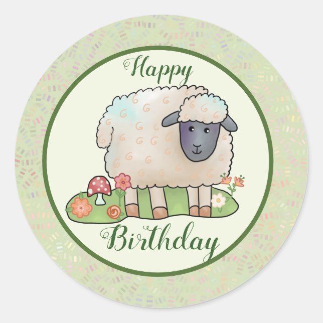 Sheep in the pasture classic round sticker (Front)
